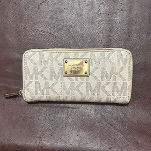 Michael Kors Cream Monogram Wallet with Gold Hardware